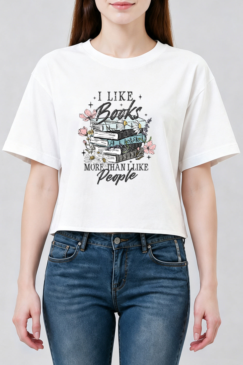 I like books more than people crop top