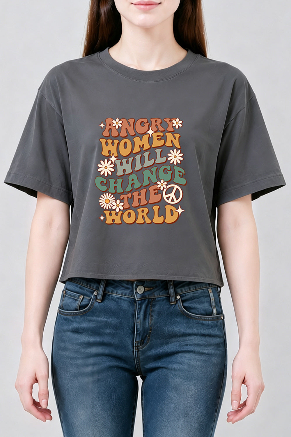 Angry women will change the world crop top