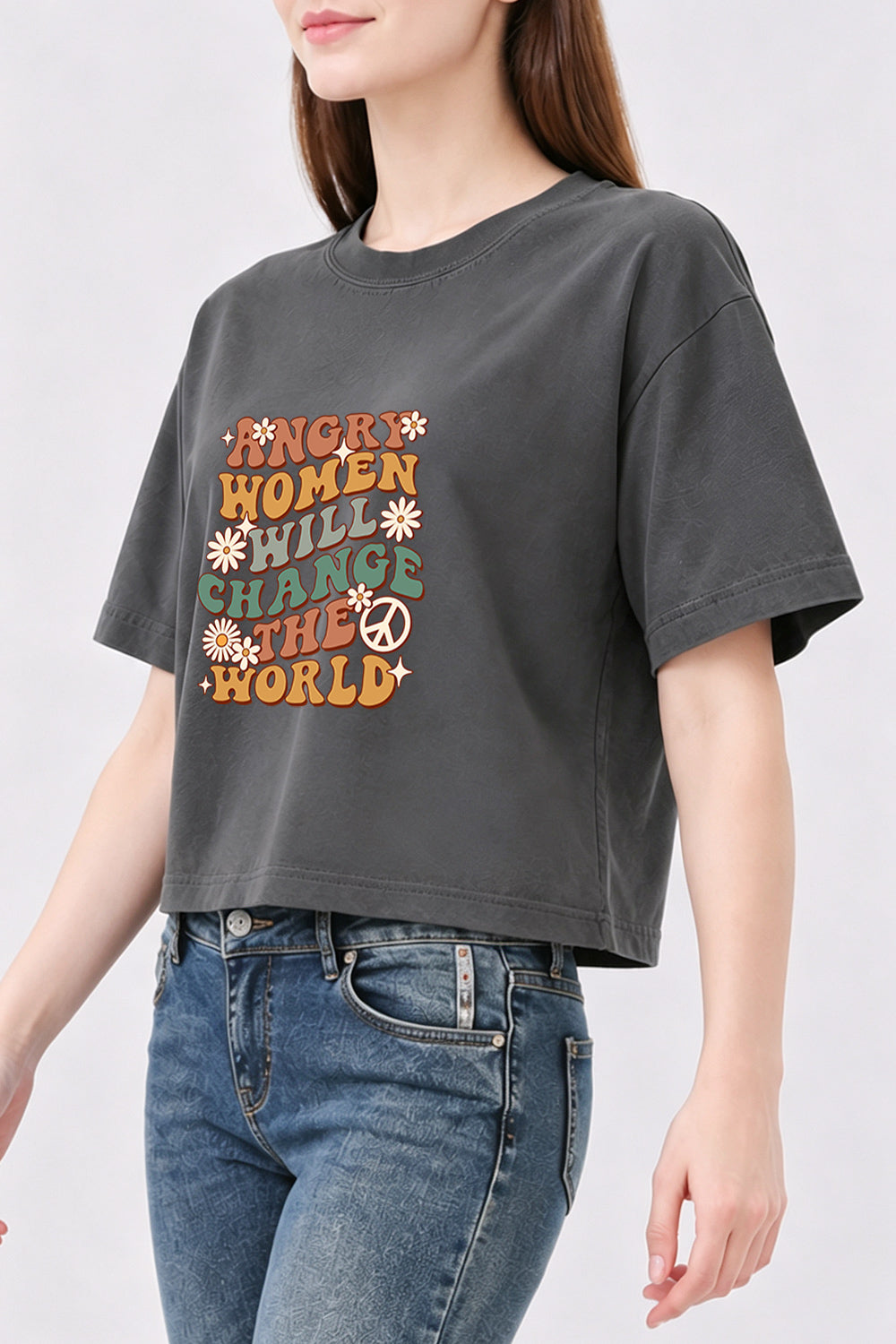 Angry women will change the world crop top