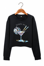 Apres ski drinking crop sweatshirt