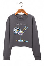 Apres ski drinking crop sweatshirt