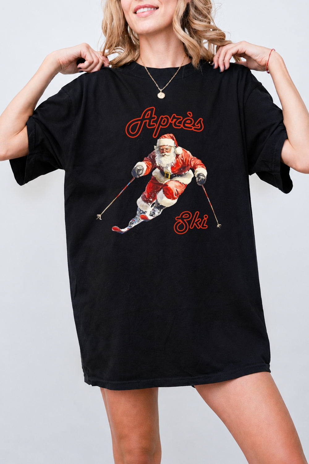 Apres ski santa christmas tee