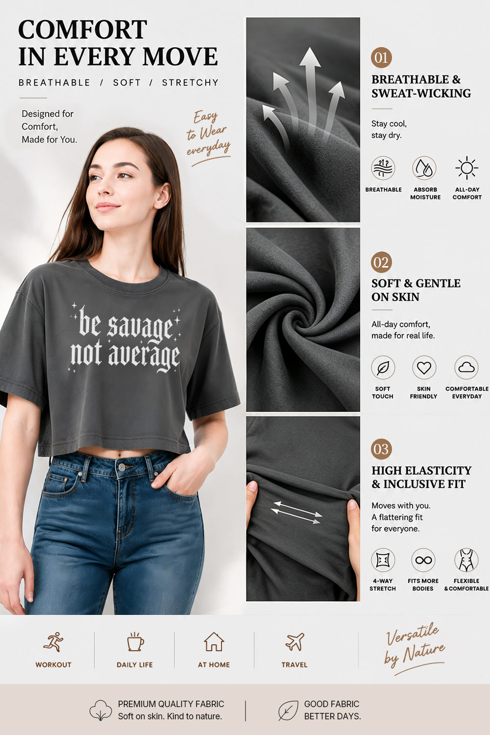 Be savage not average crop top