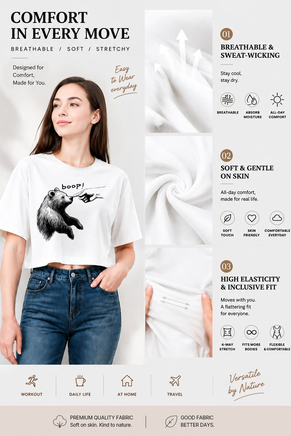 Bear nose boop crop top