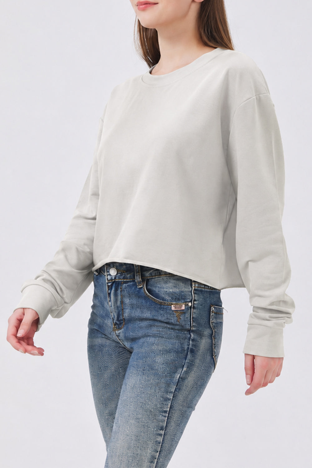 Beige crop sweatshirt side