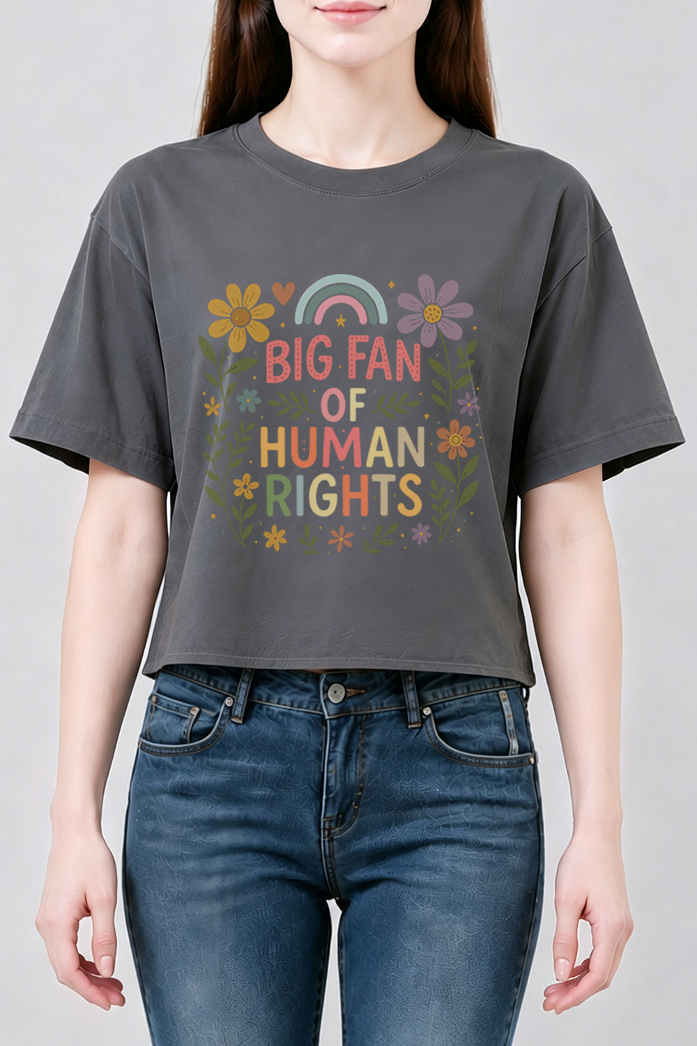 Big fan of human rights floral crop top