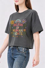 Big fan of human rights floral crop top