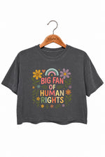 Big fan of human rights floral crop top
