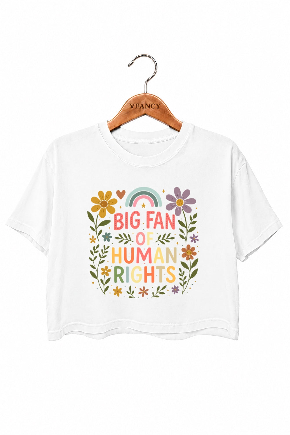Big fan of human rights floral crop top