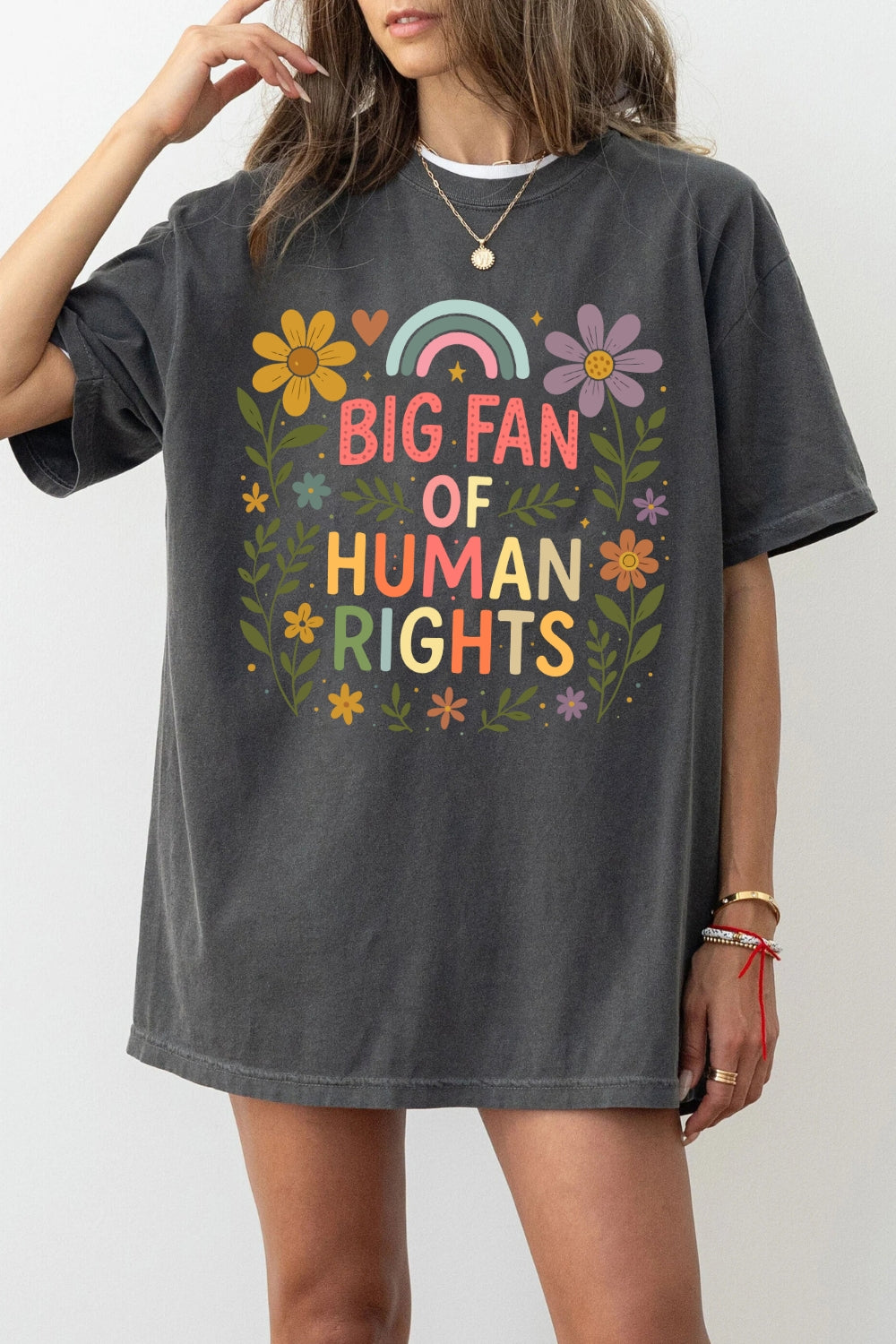 Big fan of human rights floral tee