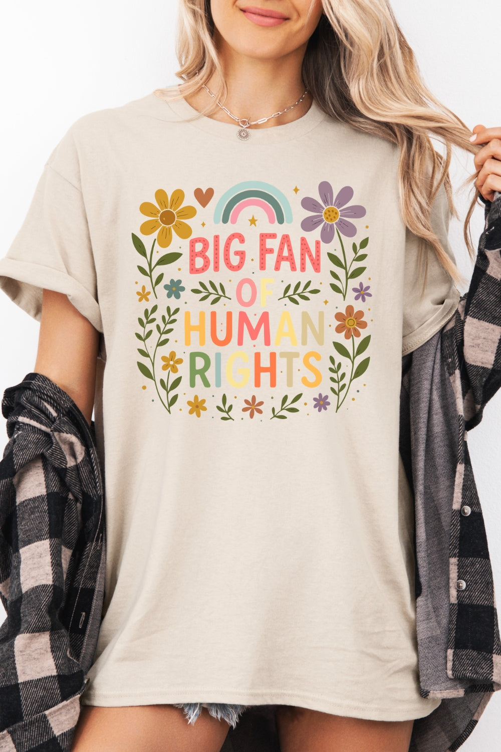 Big fan of human rights floral tee