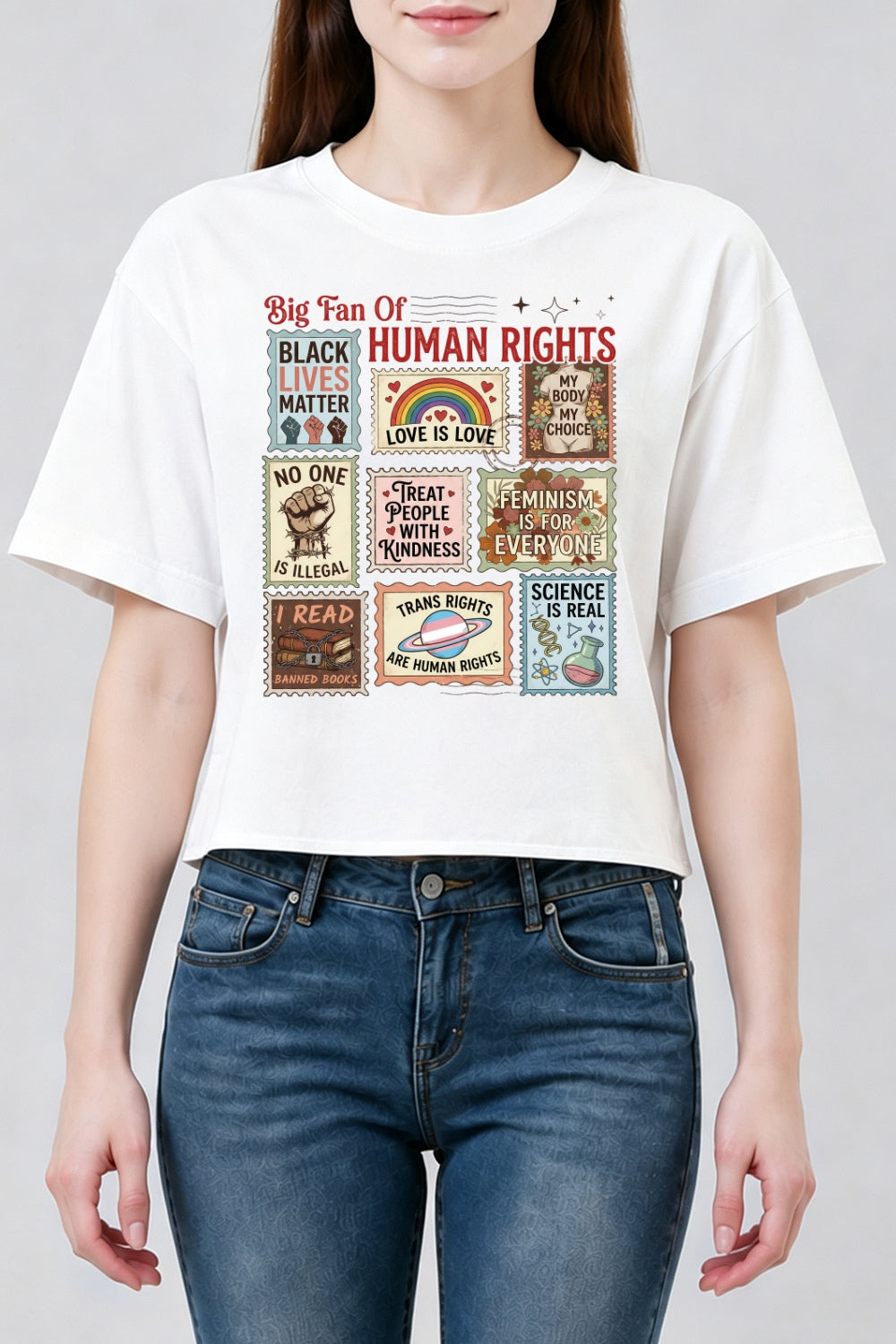 Big fan of human rights poster crop top