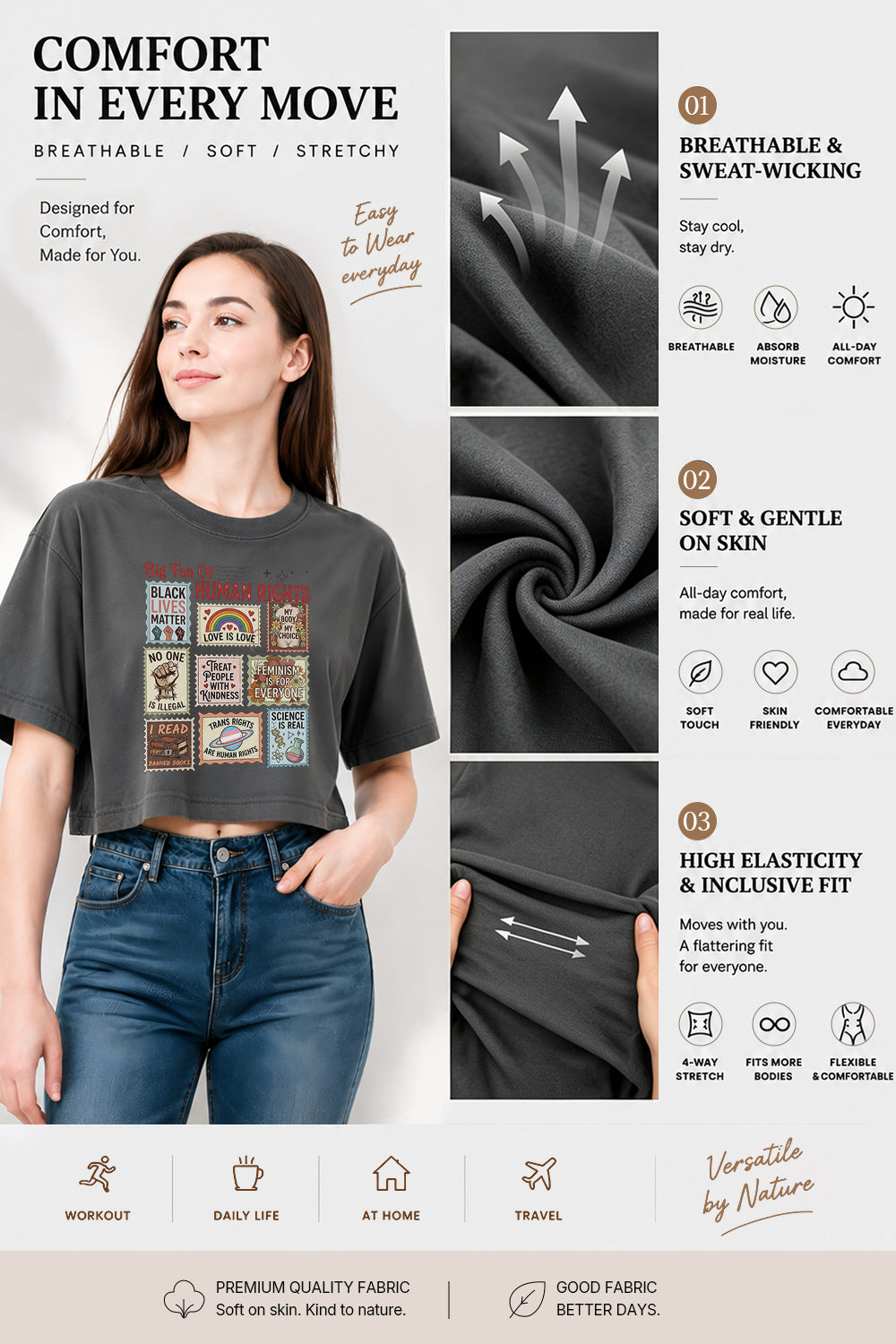 Big fan of human rights poster crop top