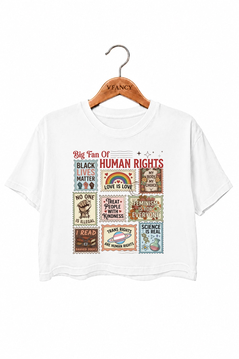 Big fan of human rights poster crop top