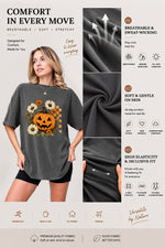 Blooming flower halloween pumpkin tee