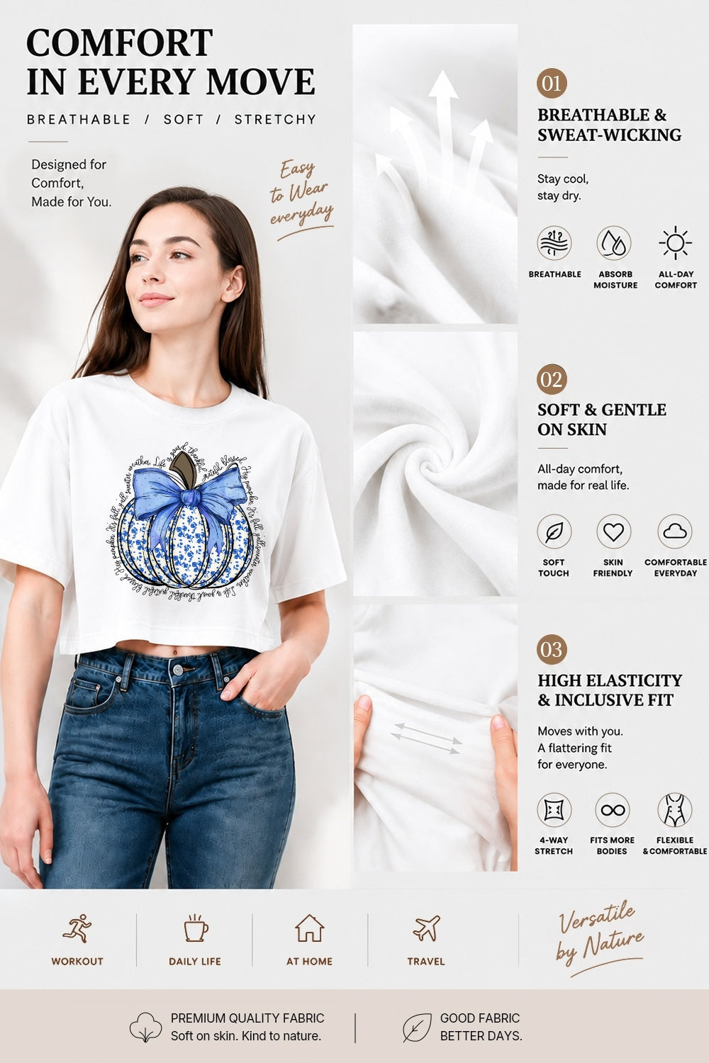 Blue rose pumpkin thanksgiving crop top