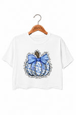 Blue rose pumpkin thanksgiving crop top