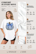 Blue rose pumpkin thanksgiving tee