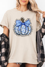 Blue rose pumpkin thanksgiving tee