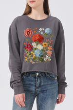 Boho floral crop sweatshirt