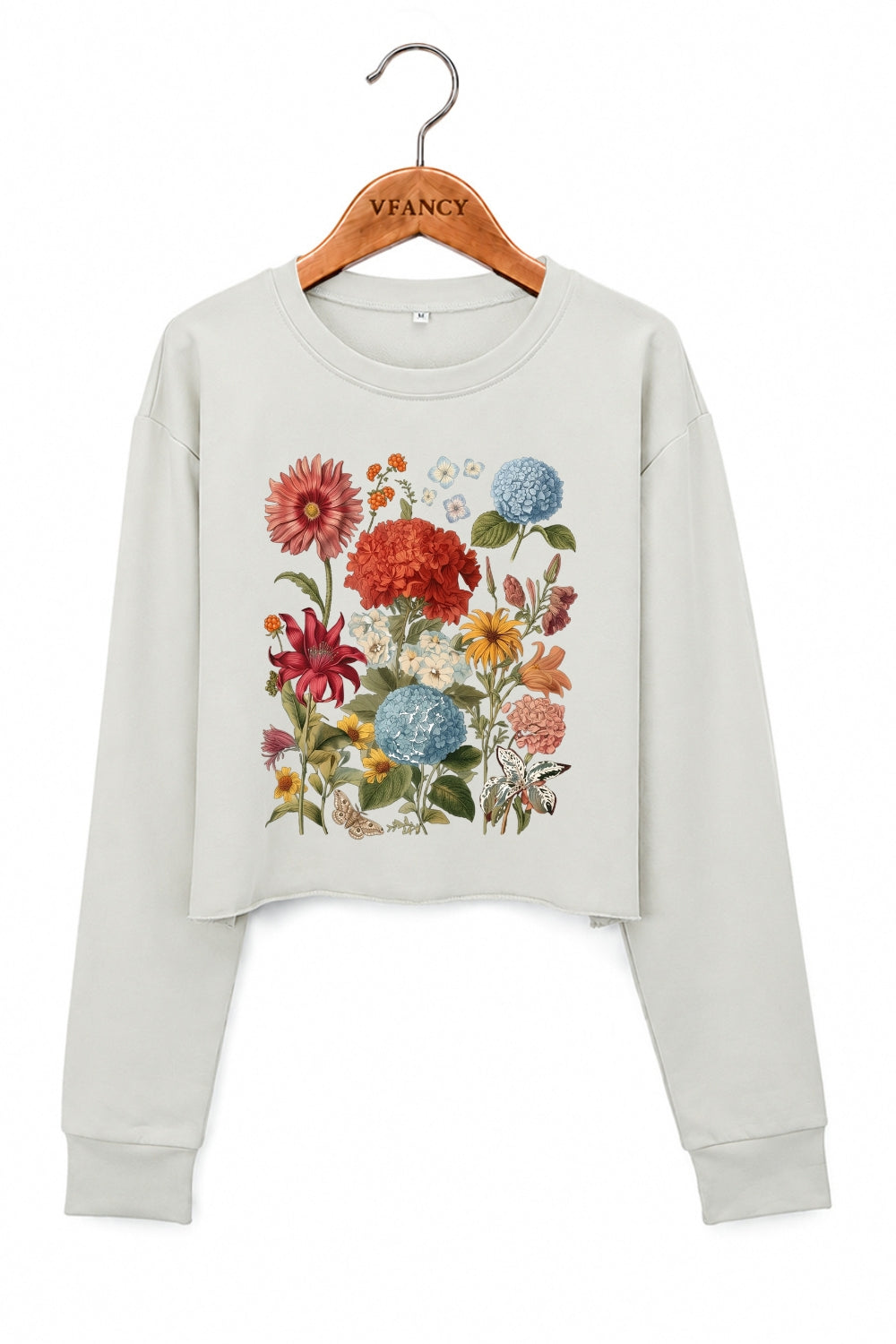 Boho floral crop sweatshirt
