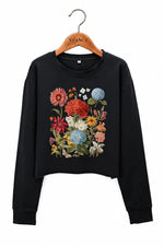 Boho floral crop sweatshirt
