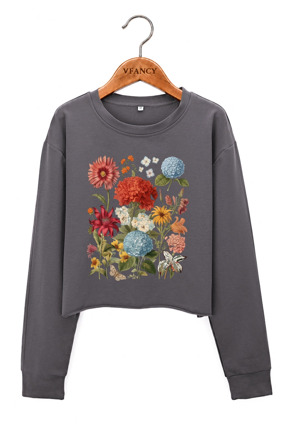 Boho floral crop sweatshirt