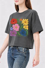 Boho rainbow floral crop top
