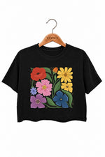 Boho rainbow floral crop top