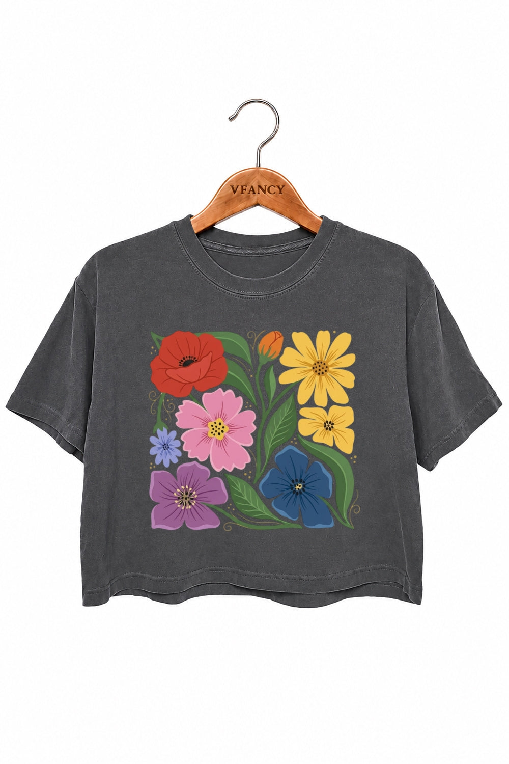 Boho rainbow floral crop top