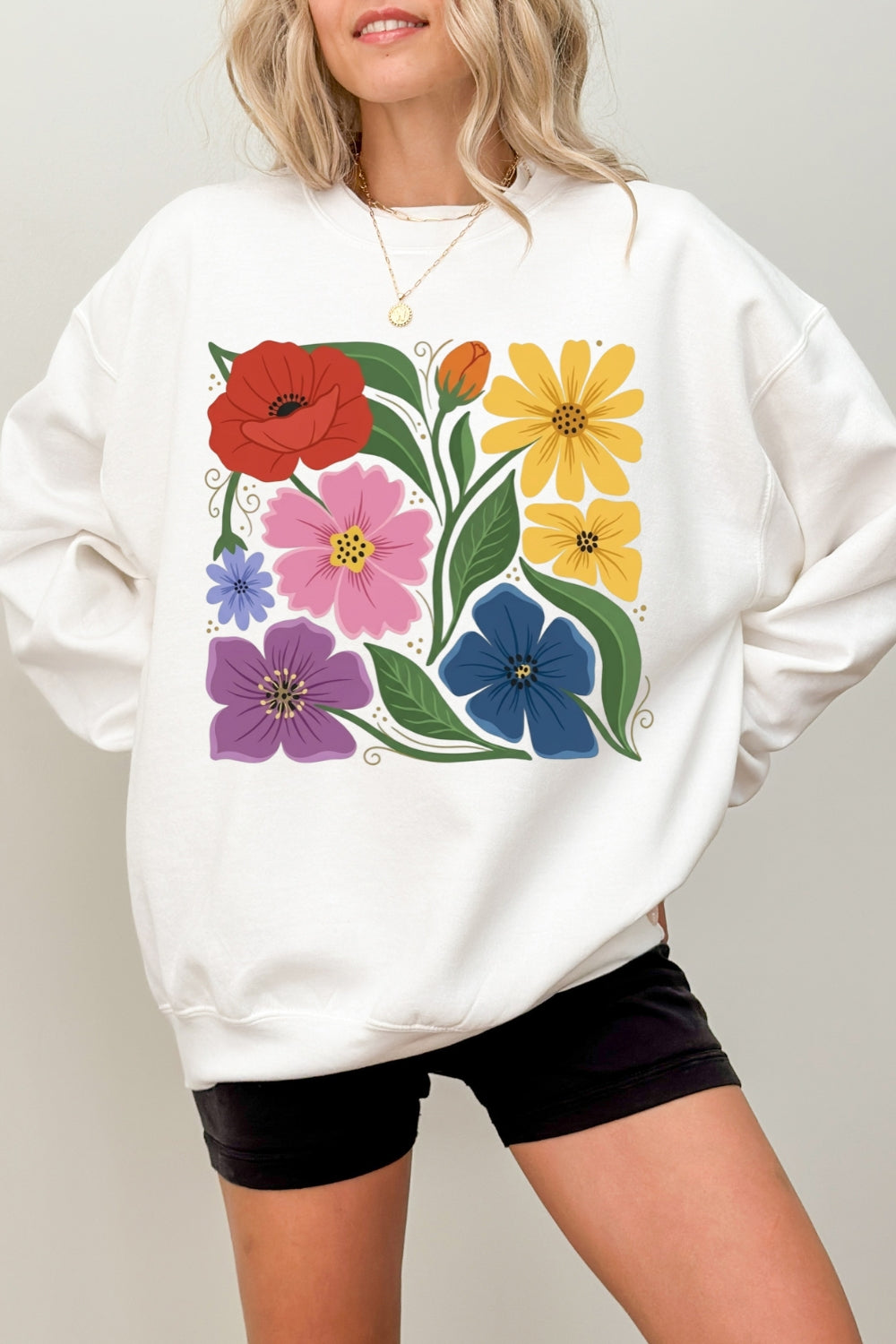 Boho rainbow floral sweatshirt
