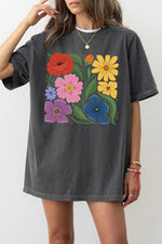 Boho rainbow floral tee