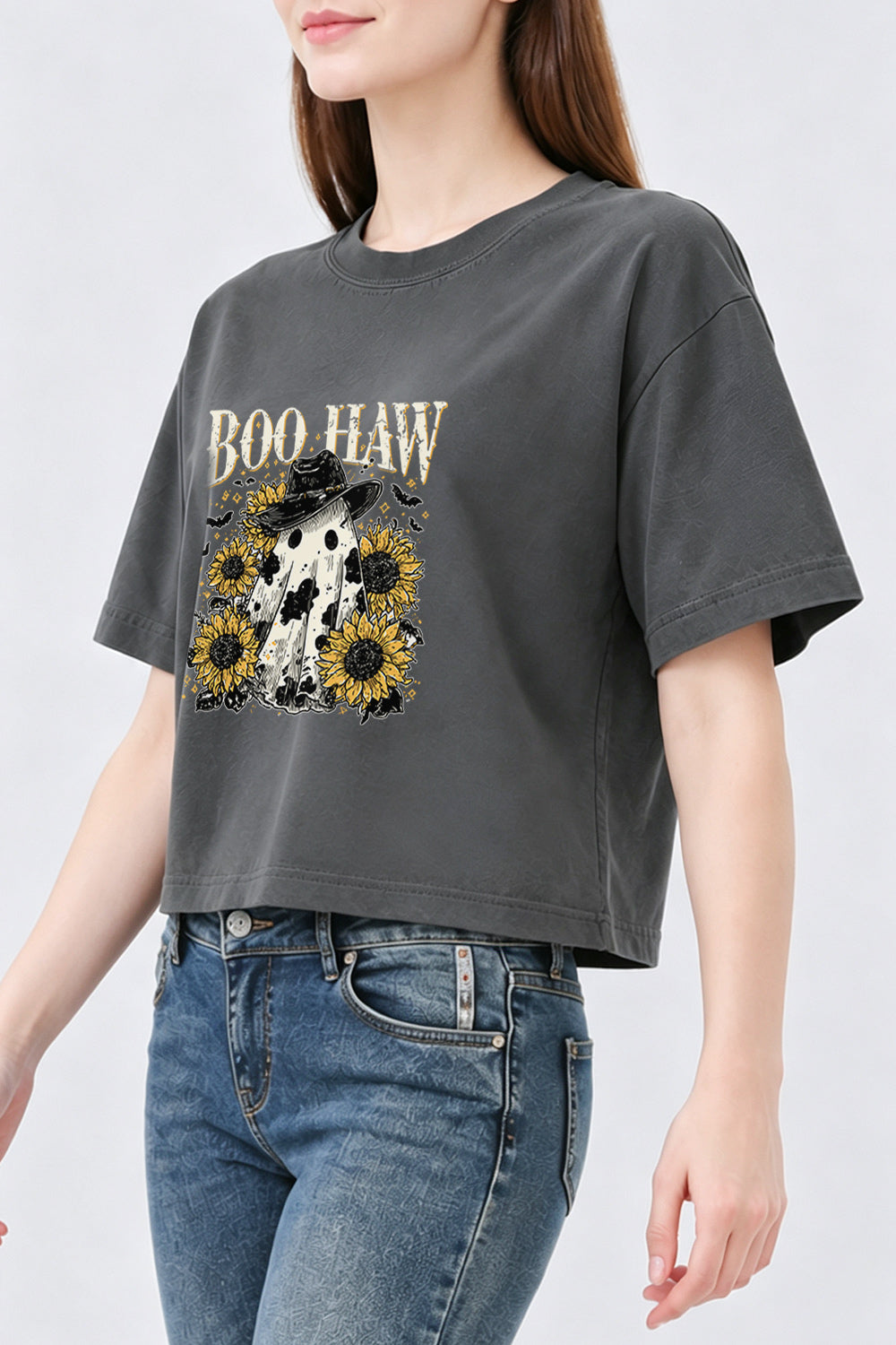 Boo haw cowboy ghost crop top
