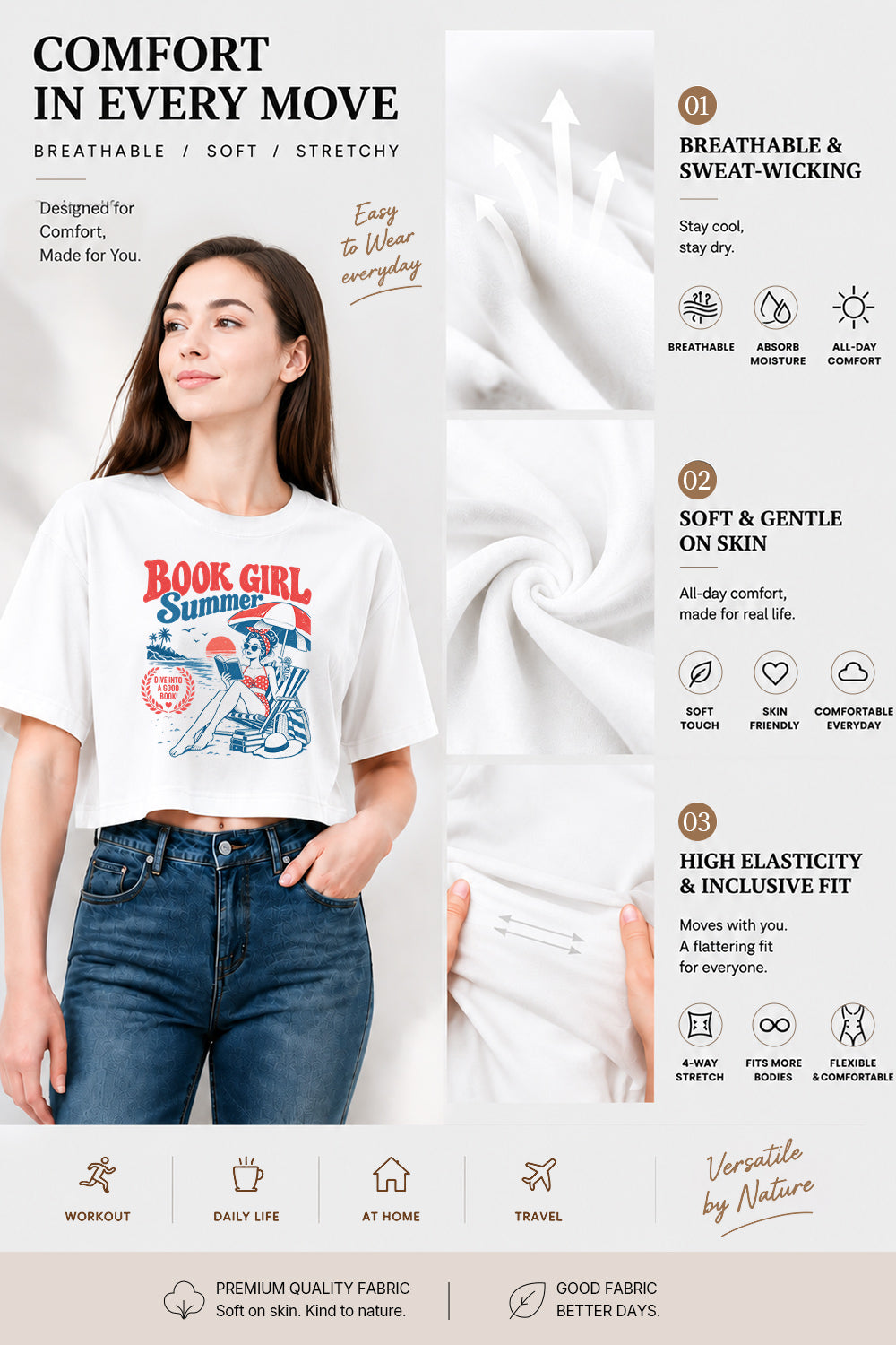 Book girl summer crop top