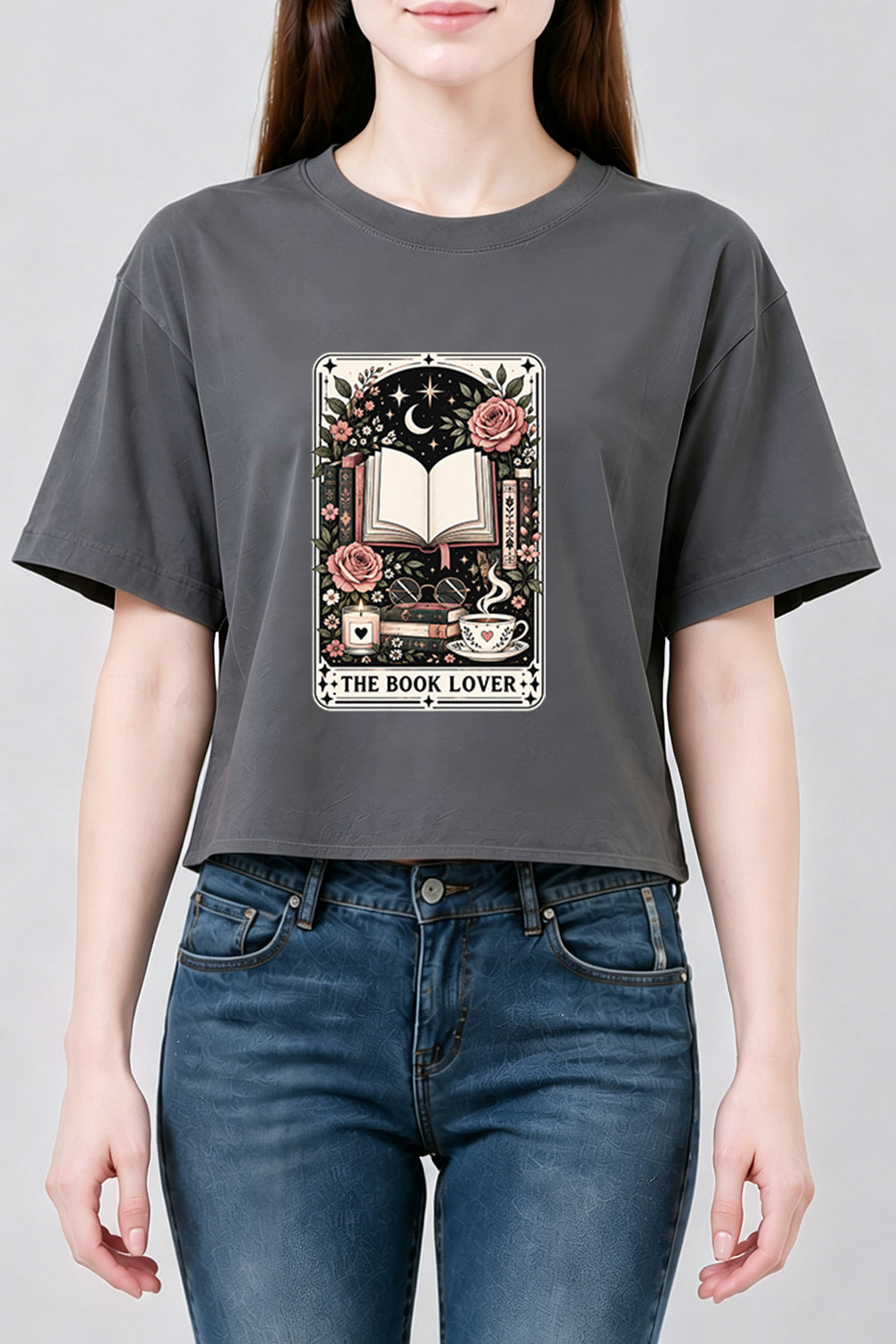Book lover tarot card crop top