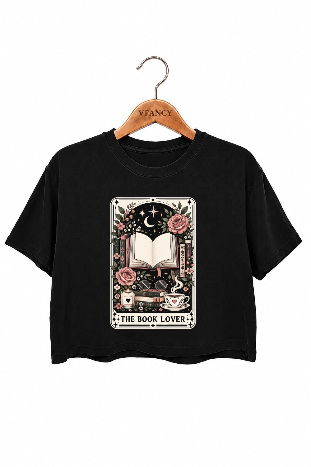 Book lover tarot card crop top
