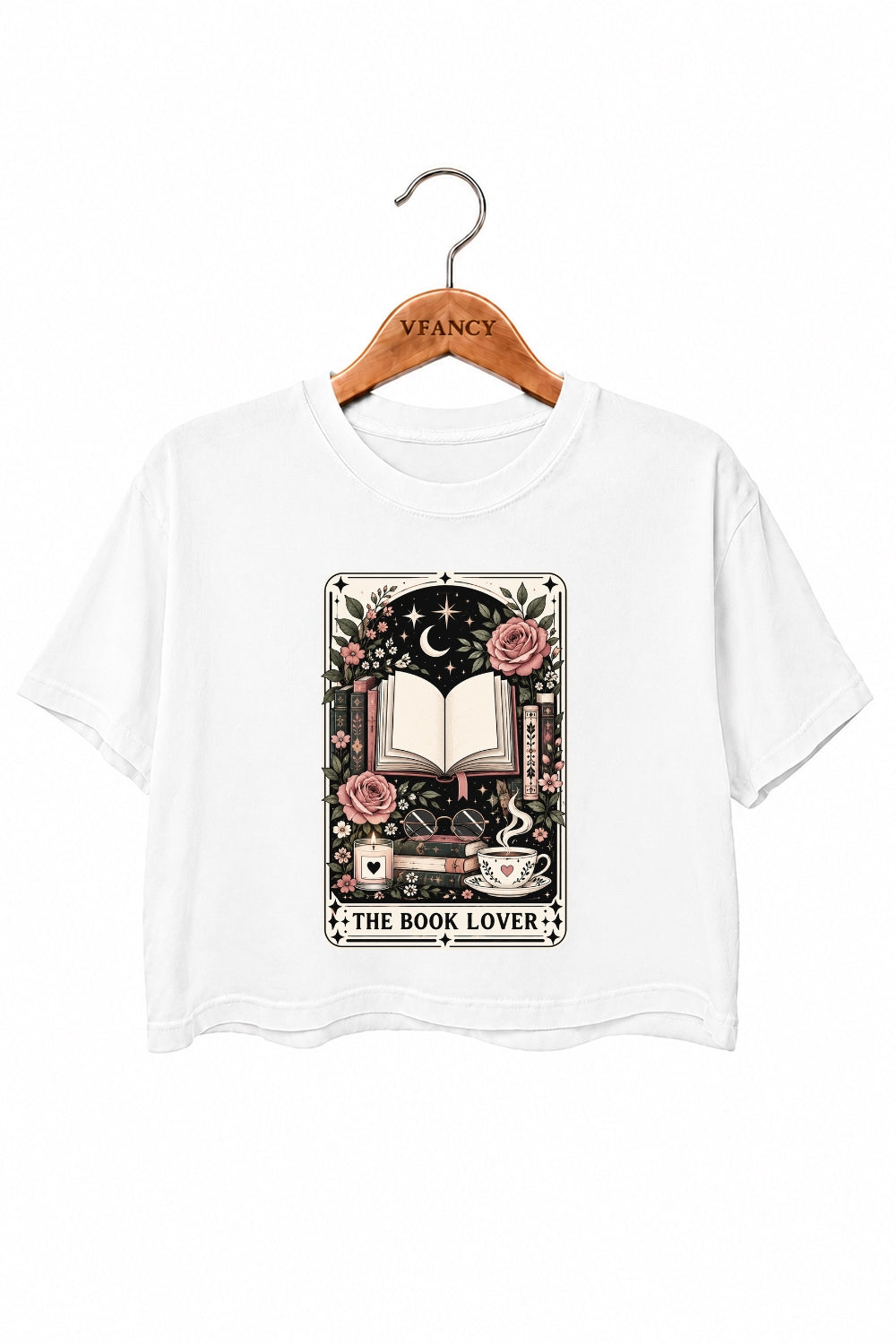 Book lover tarot card crop top