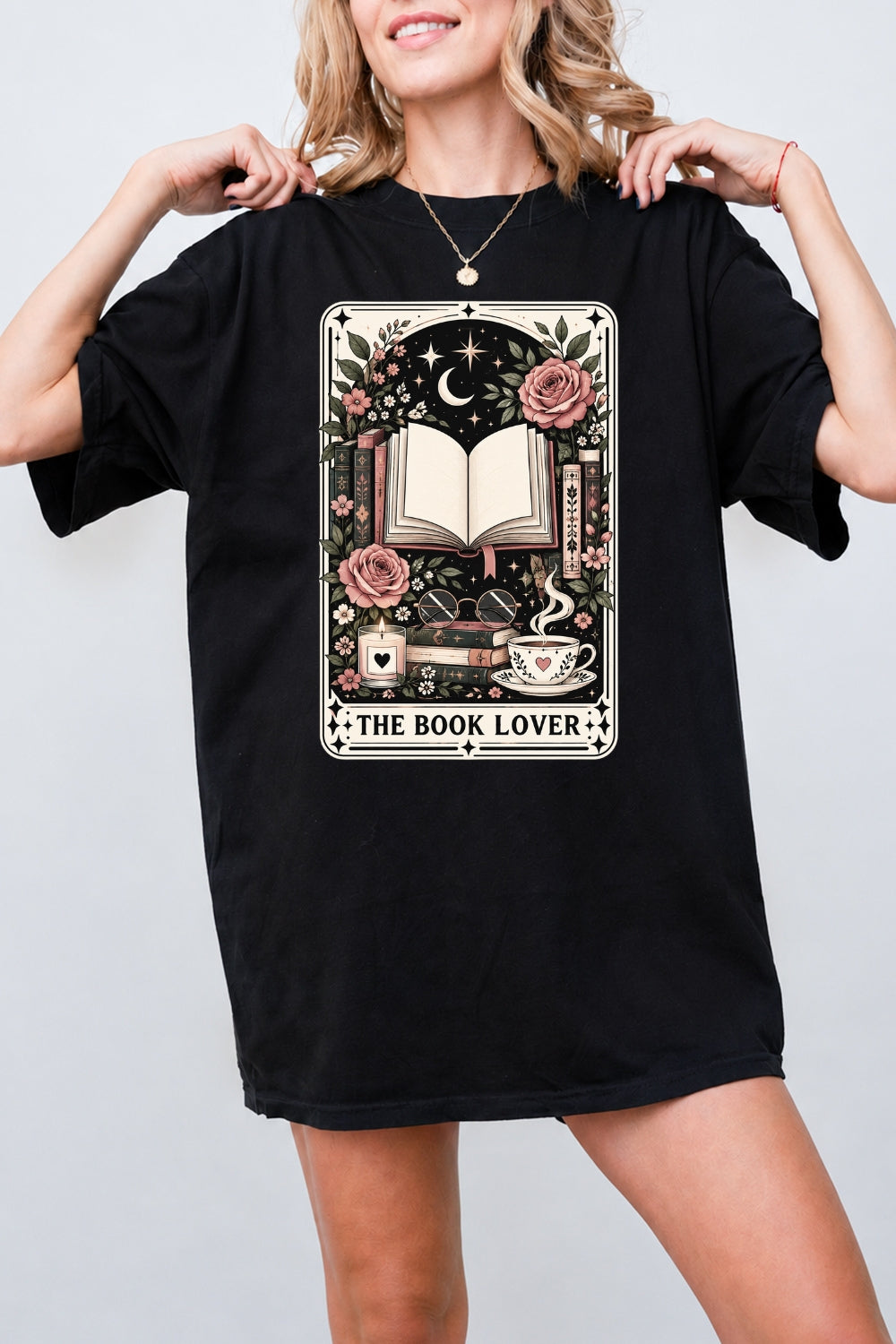 Book lover tarot card tee