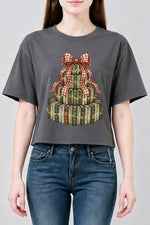Books christmas tree crop top