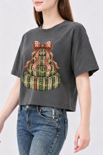 Books christmas tree crop top