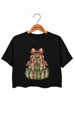 Books christmas tree crop top