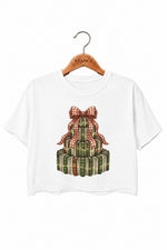 Books christmas tree crop top