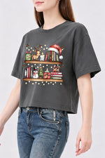 Bookshelf with christmas lights crop top