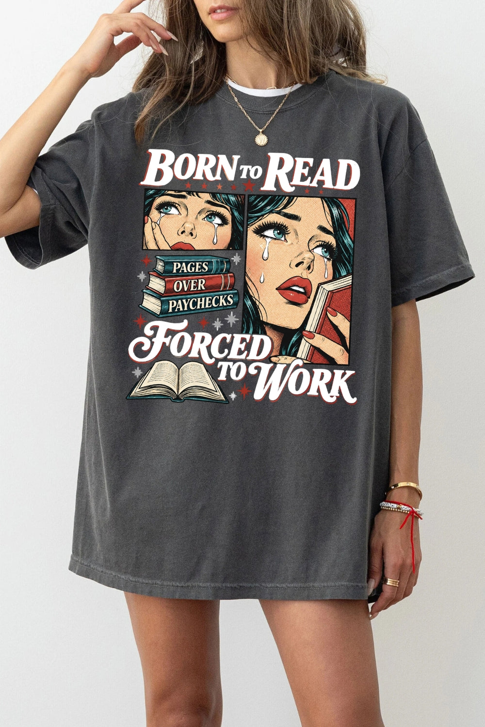 Born to read book girl tee