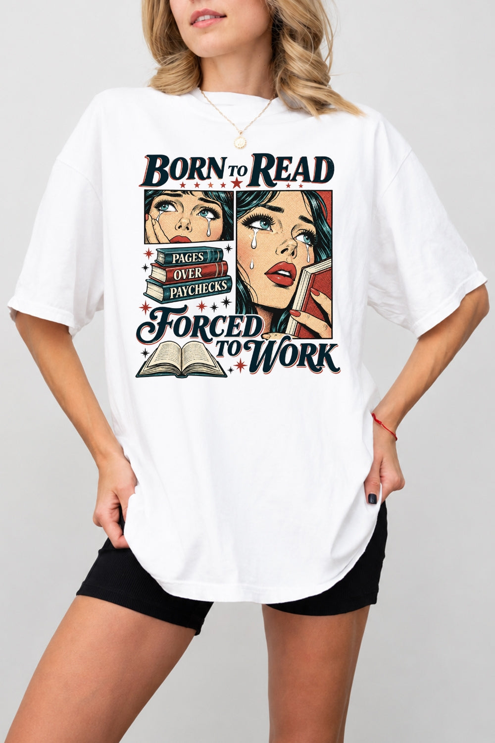 Born to read book girl tee