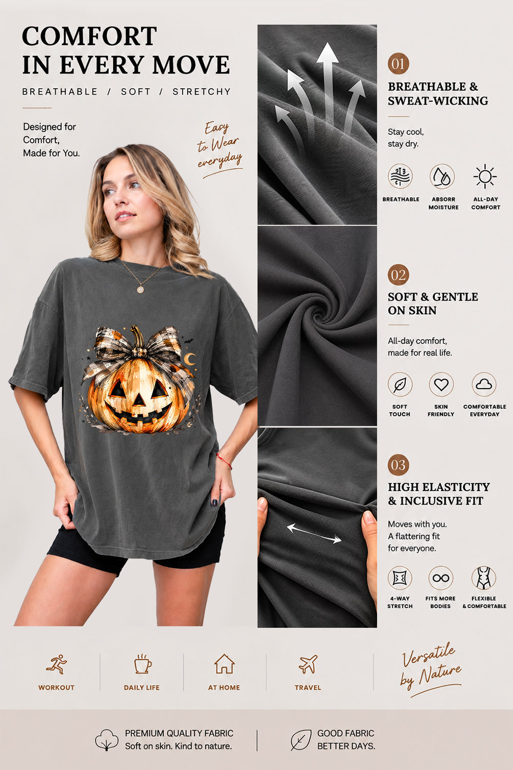 Bow-tied smiling pumpkin tee