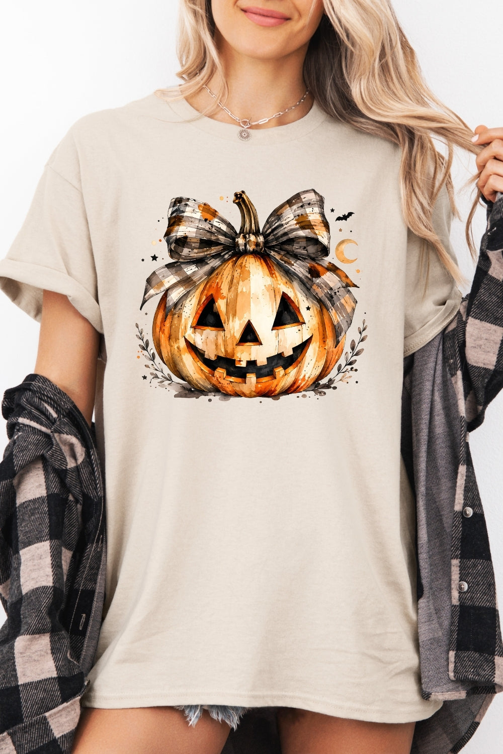 Bow-tied smiling pumpkin tee