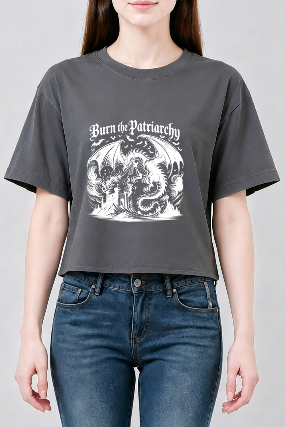 Burn the patriarchy dragon crop top