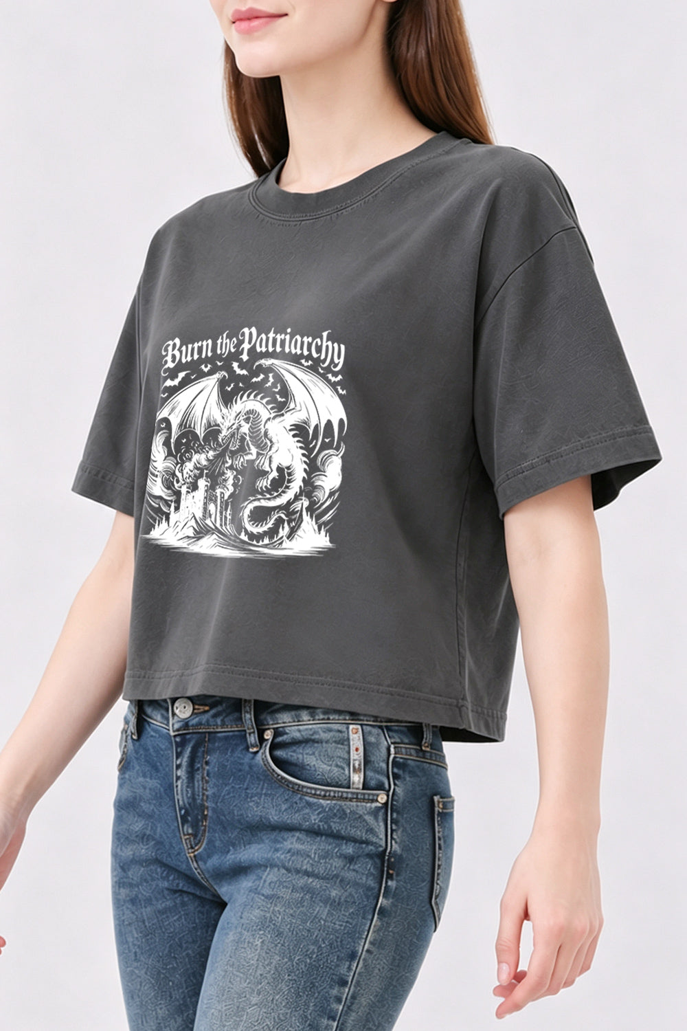 Burn the patriarchy dragon crop top