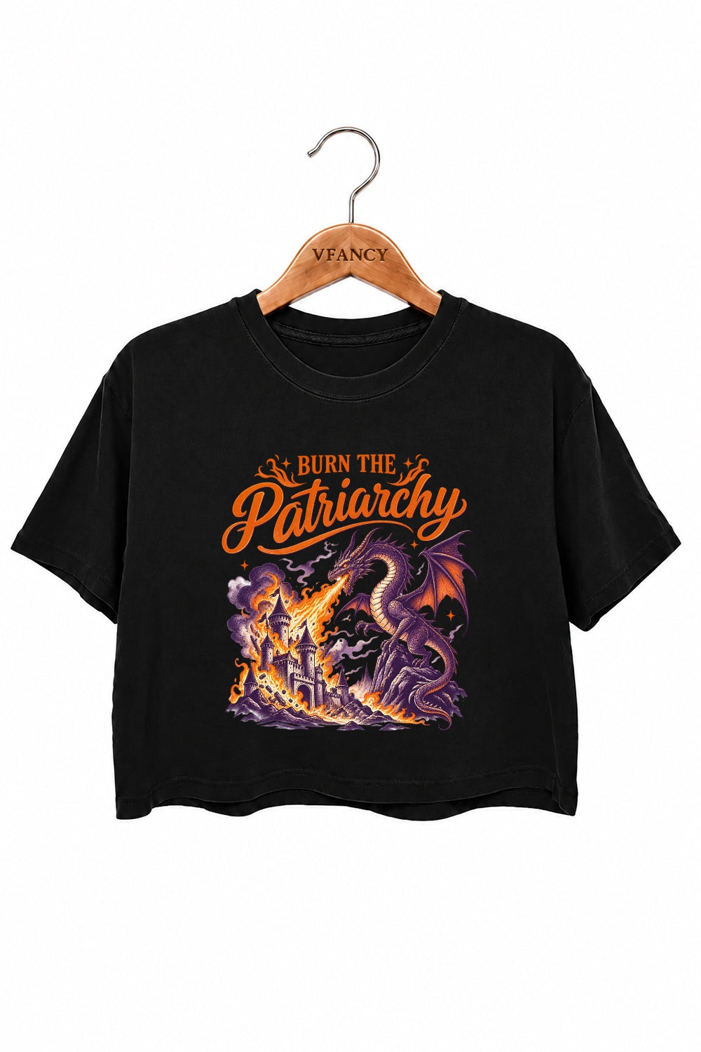 Burn the patriarchy fire dragon crop top